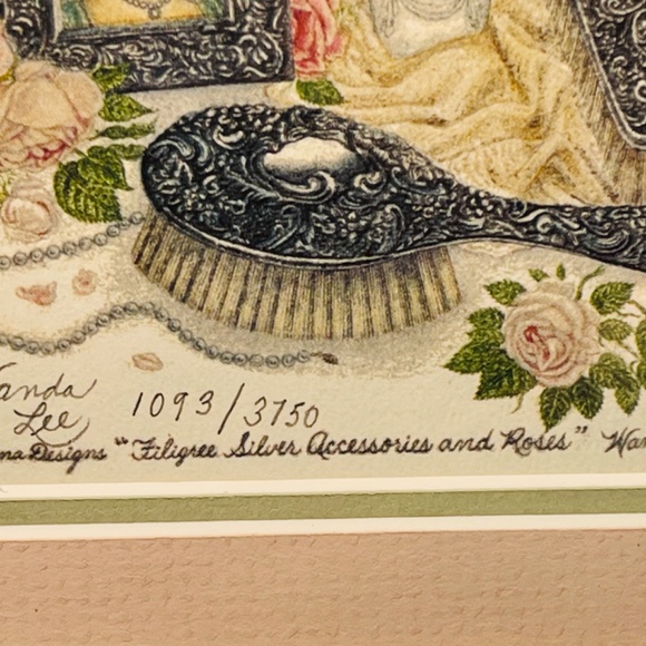 Victorian Designs Ltd Ed Art Wanda Lee "Filigree Silver Accessories Rose" - Picture 3 of 5